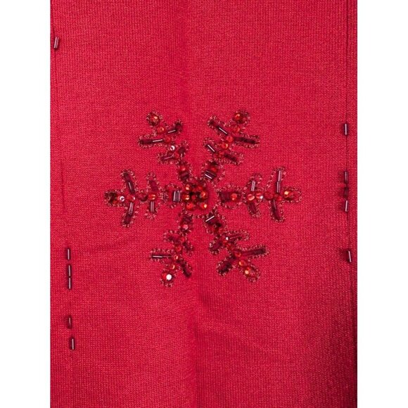 Quacker Factory Sweater Size 3X Silk Knit Beaded Christmas Grandma Snowflake - Picture 8 of 9